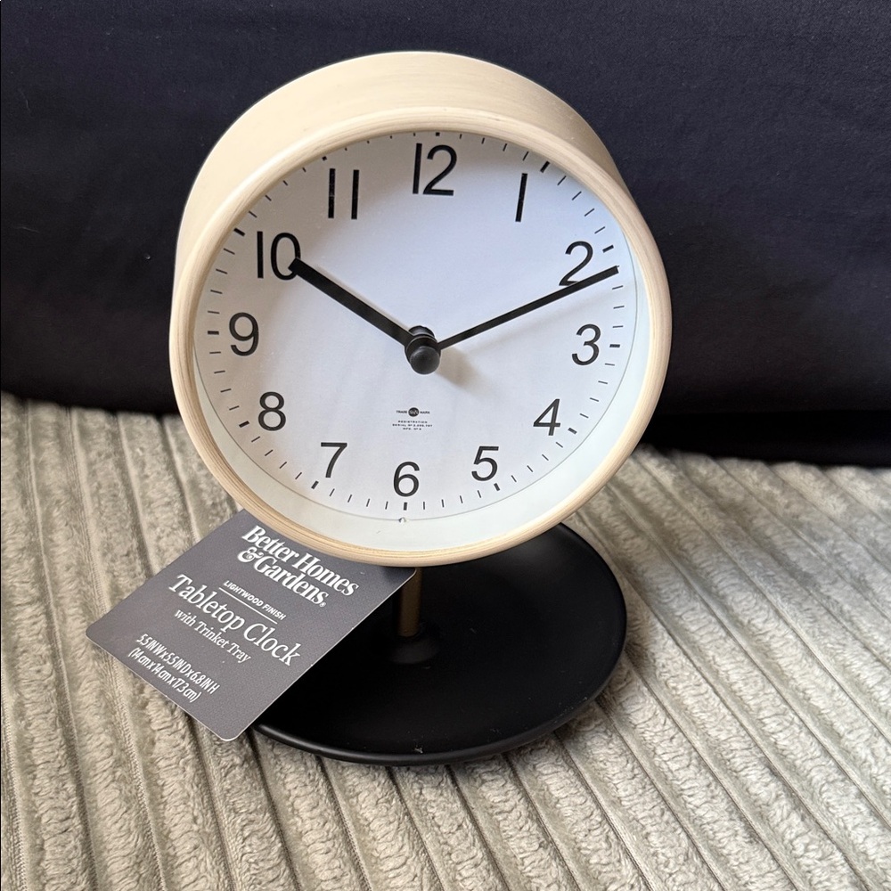 Better Homes And Gardens Tan and Black Tabletop Clock